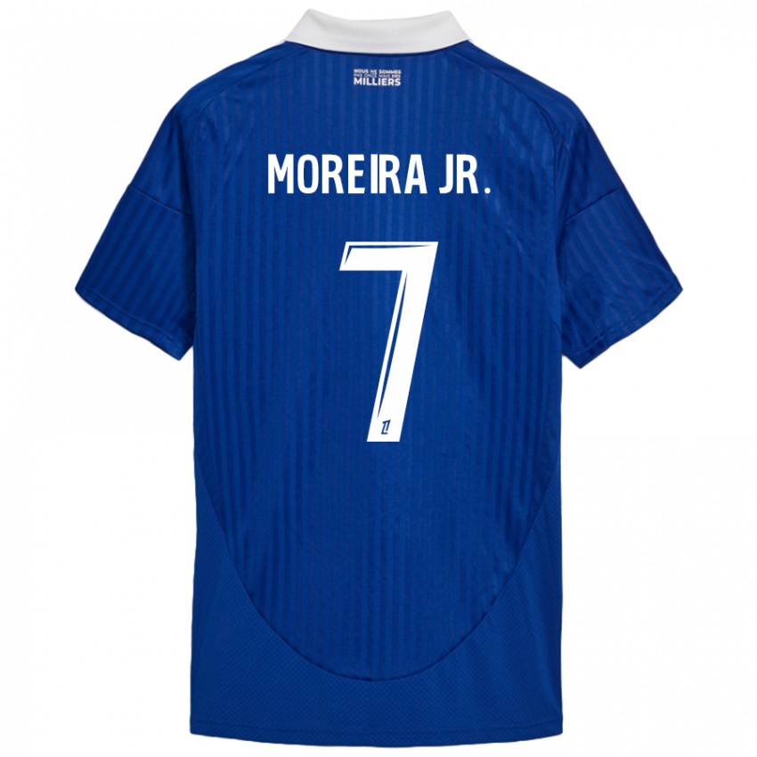 Niño Camiseta Diego Moreira #7 Azul Blanco 1ª Equipación 2024/25 La Camisa Argentina