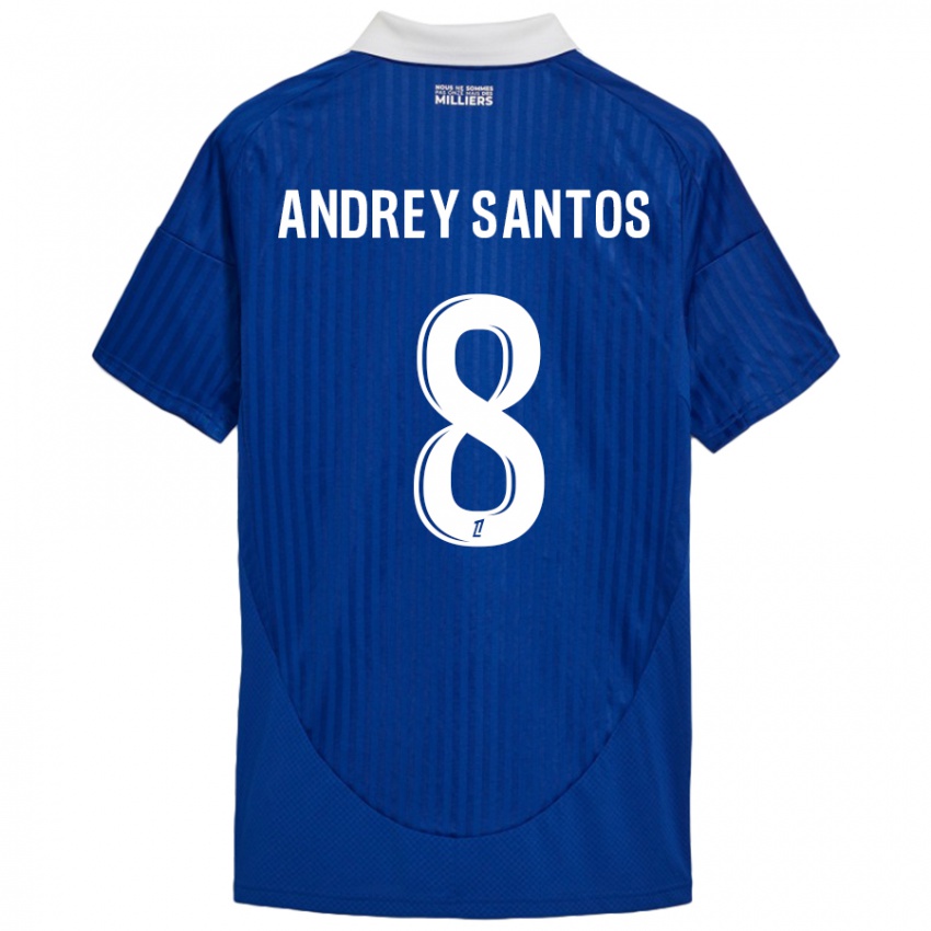 Niño Camiseta Andrey Santos #8 Azul Blanco 1ª Equipación 2024/25 La Camisa Argentina