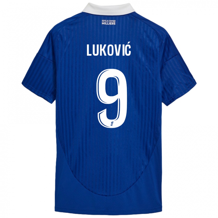 Niño Camiseta Milos Lukovic #9 Azul Blanco 1ª Equipación 2024/25 La Camisa Argentina