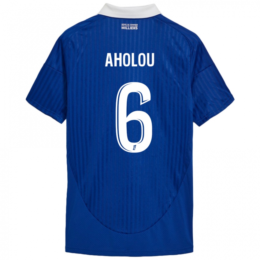 Niño Camiseta Jean-Eudes Aholou #6 Azul Blanco 1ª Equipación 2024/25 La Camisa Argentina