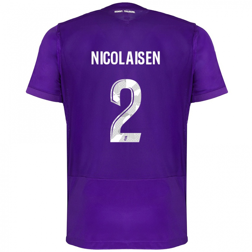 Niño Camiseta Rasmus Nicolaisen #2 Morado Blanco 1ª Equipación 2024/25 La Camisa Argentina