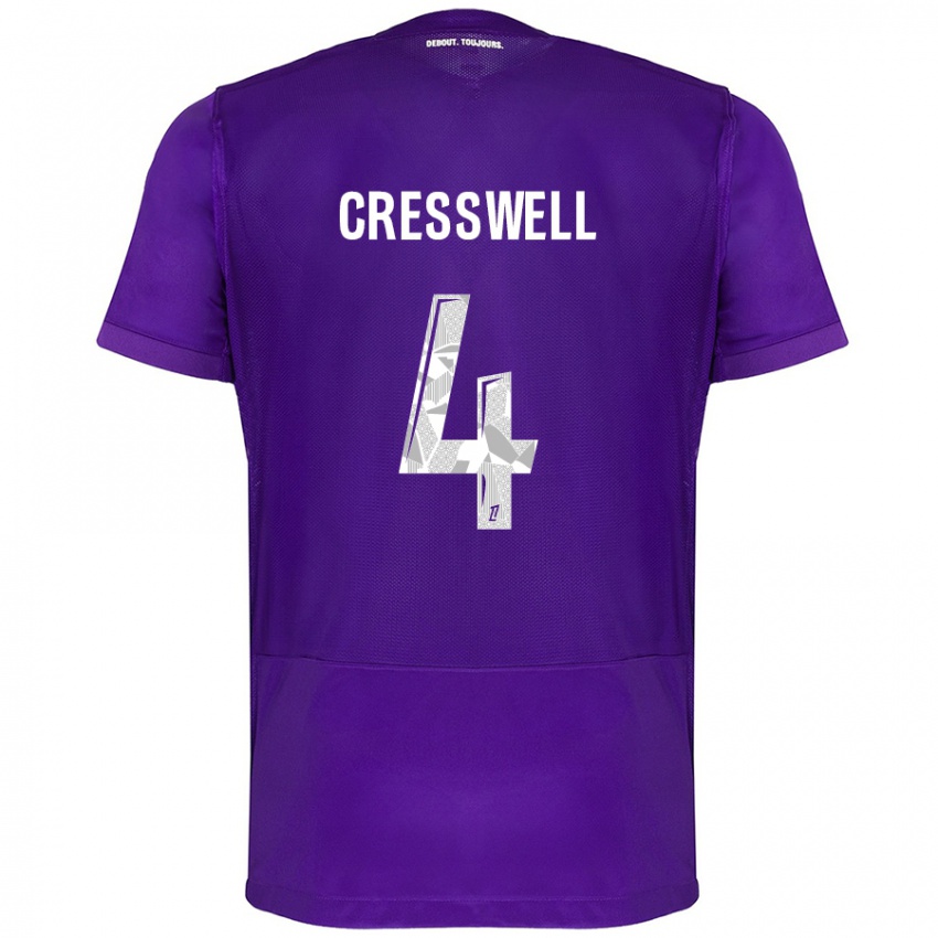 Niño Camiseta Charlie Cresswell #4 Morado Blanco 1ª Equipación 2024/25 La Camisa Argentina