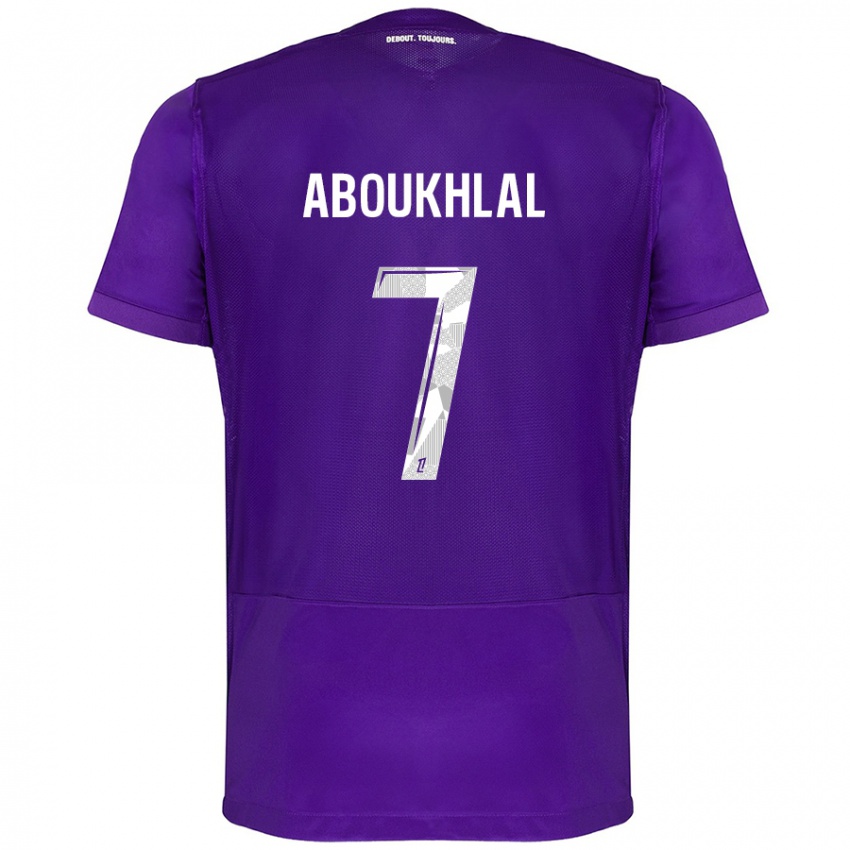 Niño Camiseta Zakaria Aboukhlal #7 Morado Blanco 1ª Equipación 2024/25 La Camisa Argentina