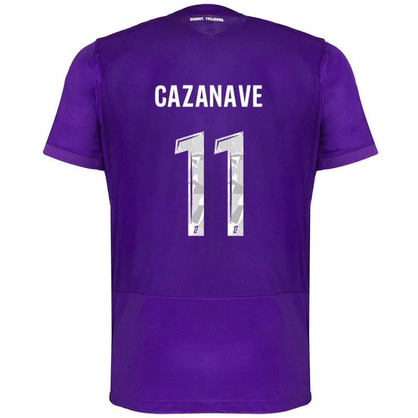 Niño Camiseta Julie Cazanave #11 Morado Blanco 1ª Equipación 2024/25 La Camisa Argentina