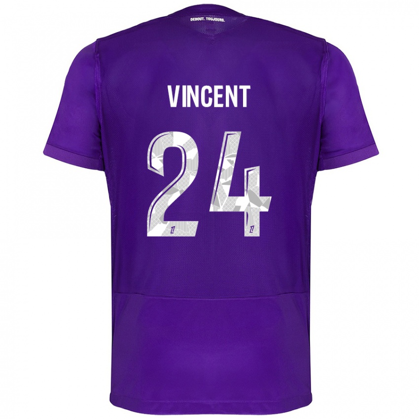 Niño Camiseta Magalie Vincent #24 Morado Blanco 1ª Equipación 2024/25 La Camisa Argentina