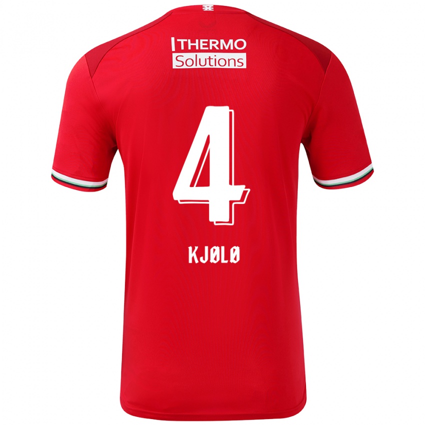 Niño Camiseta Mathias Kjølø #4 Rojo Blanco 1ª Equipación 2024/25 La Camisa Argentina