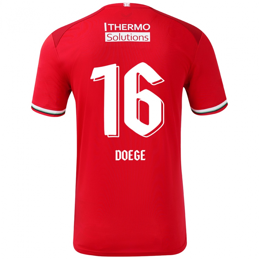 Niño Camiseta Leonie Doege #16 Rojo Blanco 1ª Equipación 2024/25 La Camisa Argentina