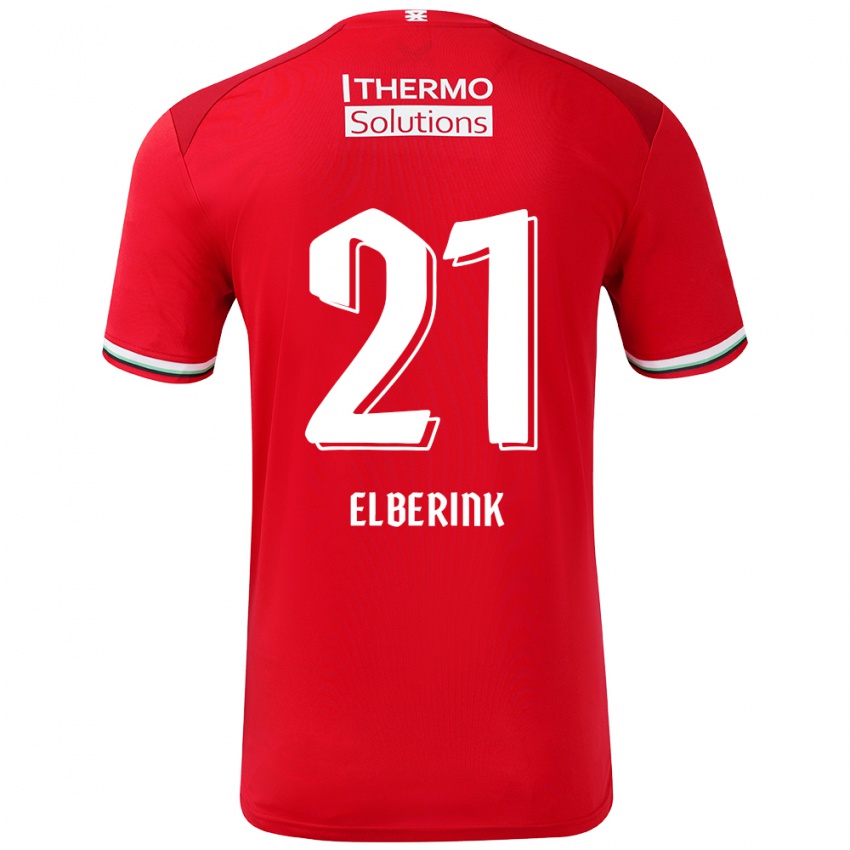 Niño Camiseta Eva Oude Elberink #21 Rojo Blanco 1ª Equipación 2024/25 La Camisa Argentina