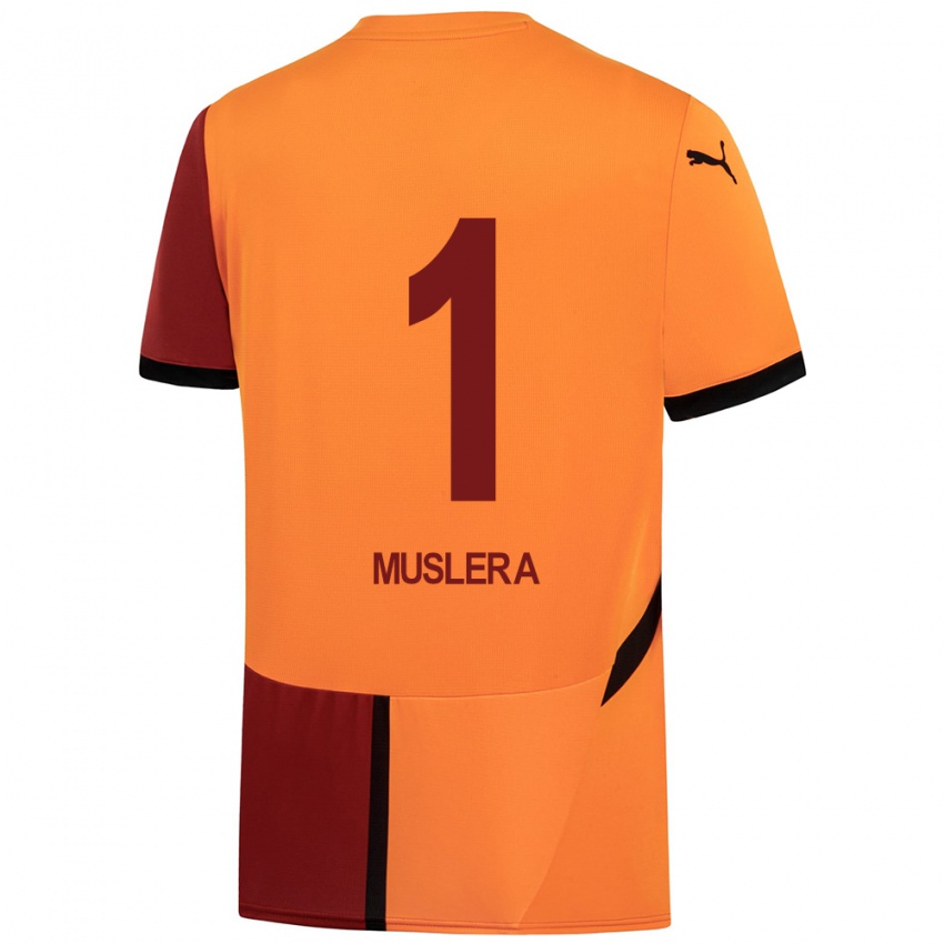 Niño Camiseta Fernando Muslera #1 Amarillo Rojo 1ª Equipación 2024/25 La Camisa Argentina