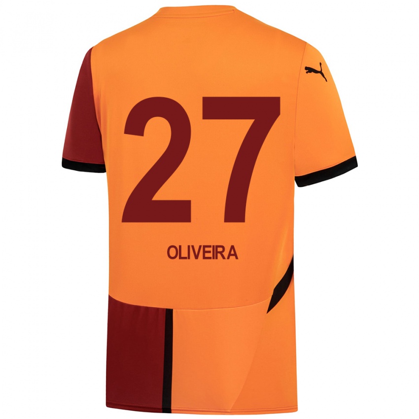 Niño Camiseta Sergio Oliveira #27 Amarillo Rojo 1ª Equipación 2024/25 La Camisa Argentina