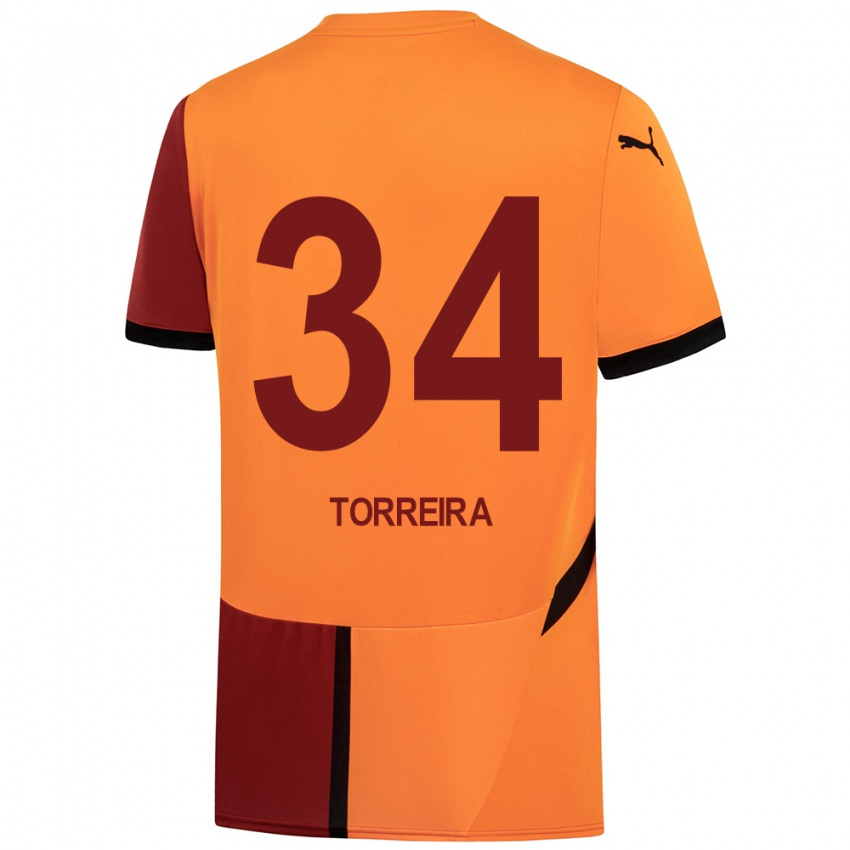 Niño Camiseta Lucas Torreira #34 Amarillo Rojo 1ª Equipación 2024/25 La Camisa Argentina