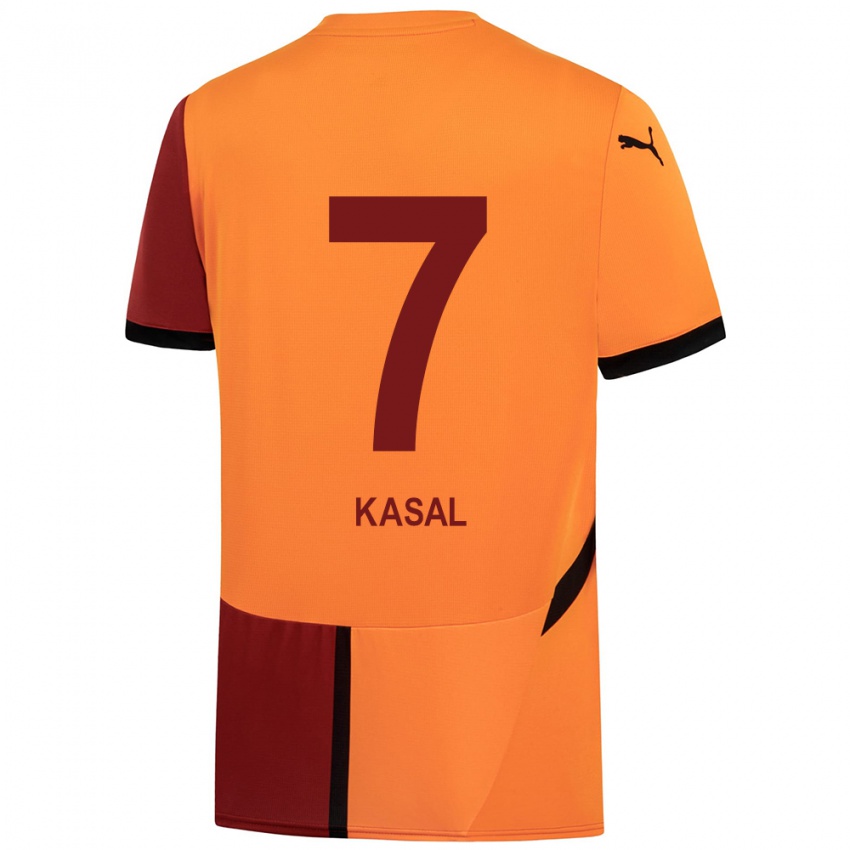 Niño Camiseta Yasin Kasal #7 Amarillo Rojo 1ª Equipación 2024/25 La Camisa Argentina