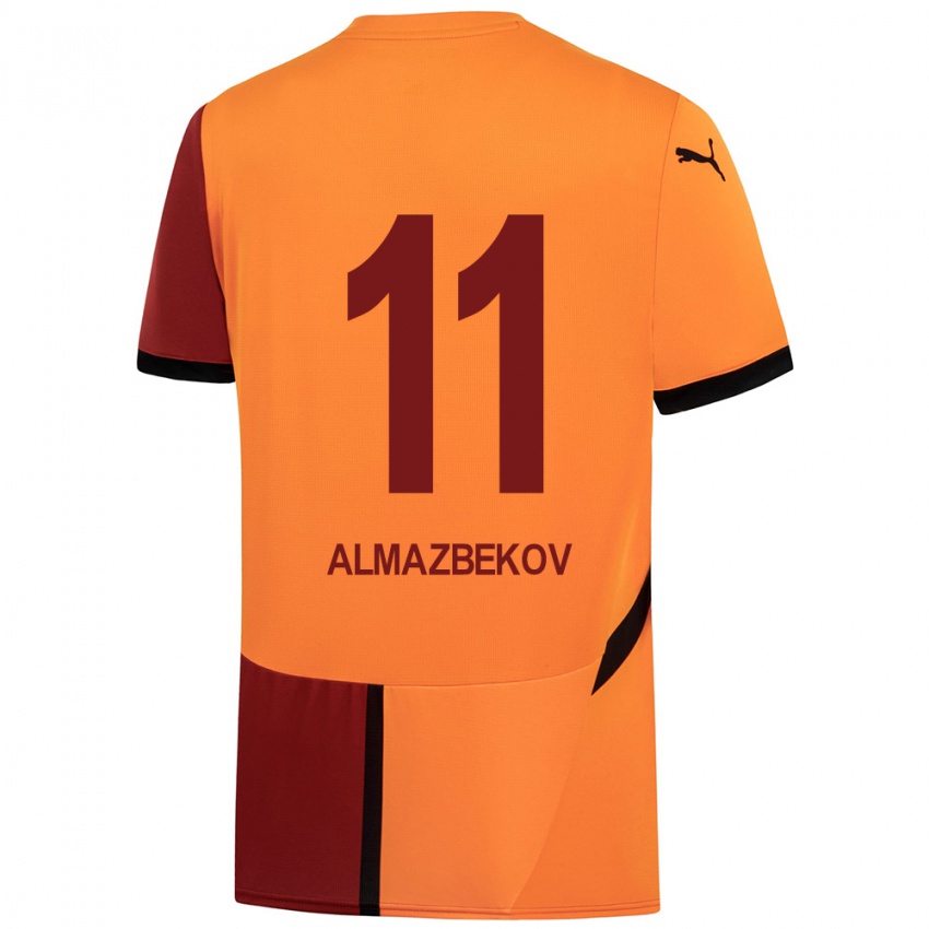 Niño Camiseta Beknaz Almazbekov #11 Amarillo Rojo 1ª Equipación 2024/25 La Camisa Argentina