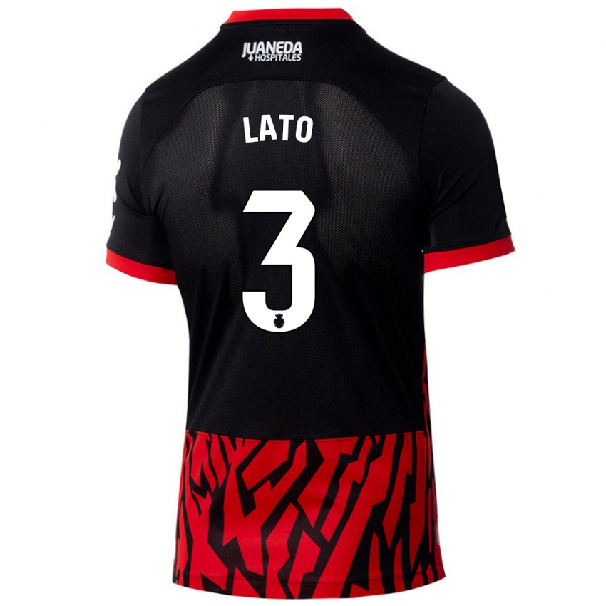 Niño Camiseta Toni Lato #3 Negro Rojo 1ª Equipación 2024/25 La Camisa Argentina