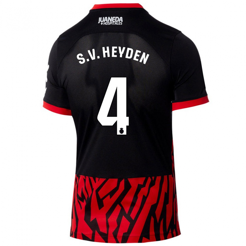 Niño Camiseta Siebe Van Der Heyden #4 Negro Rojo 1ª Equipación 2024/25 La Camisa Argentina