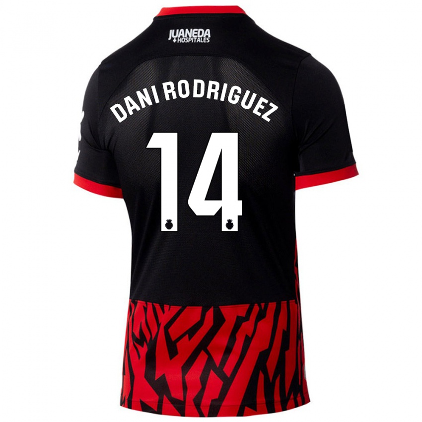 Niño Camiseta Dani Rodríguez #14 Negro Rojo 1ª Equipación 2024/25 La Camisa Argentina