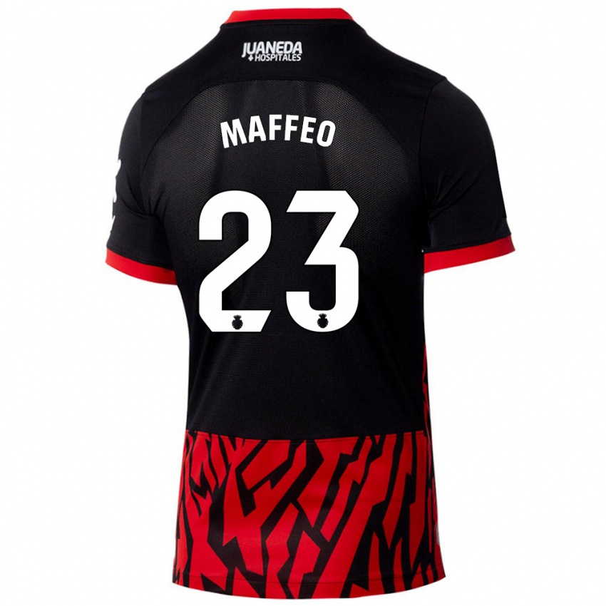 Niño Camiseta Pablo Maffeo #23 Negro Rojo 1ª Equipación 2024/25 La Camisa Argentina