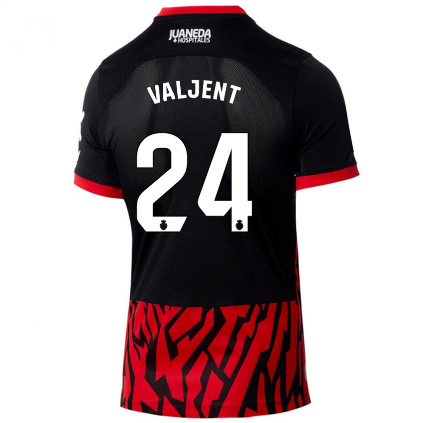 Niño Camiseta Martin Valjent #24 Negro Rojo 1ª Equipación 2024/25 La Camisa Argentina