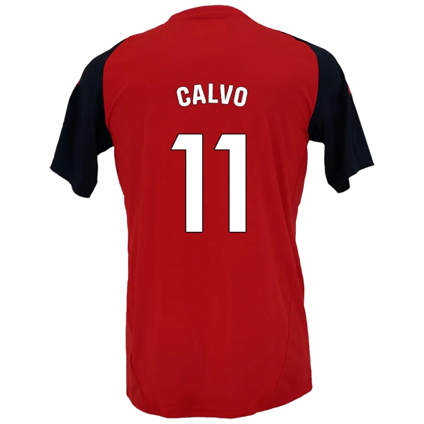 Niño Camiseta Álex Calvo #11 Rojo Negro 1ª Equipación 2024/25 La Camisa Argentina