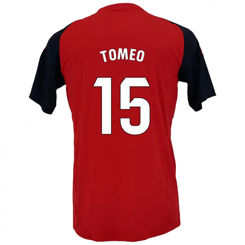 Niño Camiseta Pablo Tomeo #15 Rojo Negro 1ª Equipación 2024/25 La Camisa Argentina