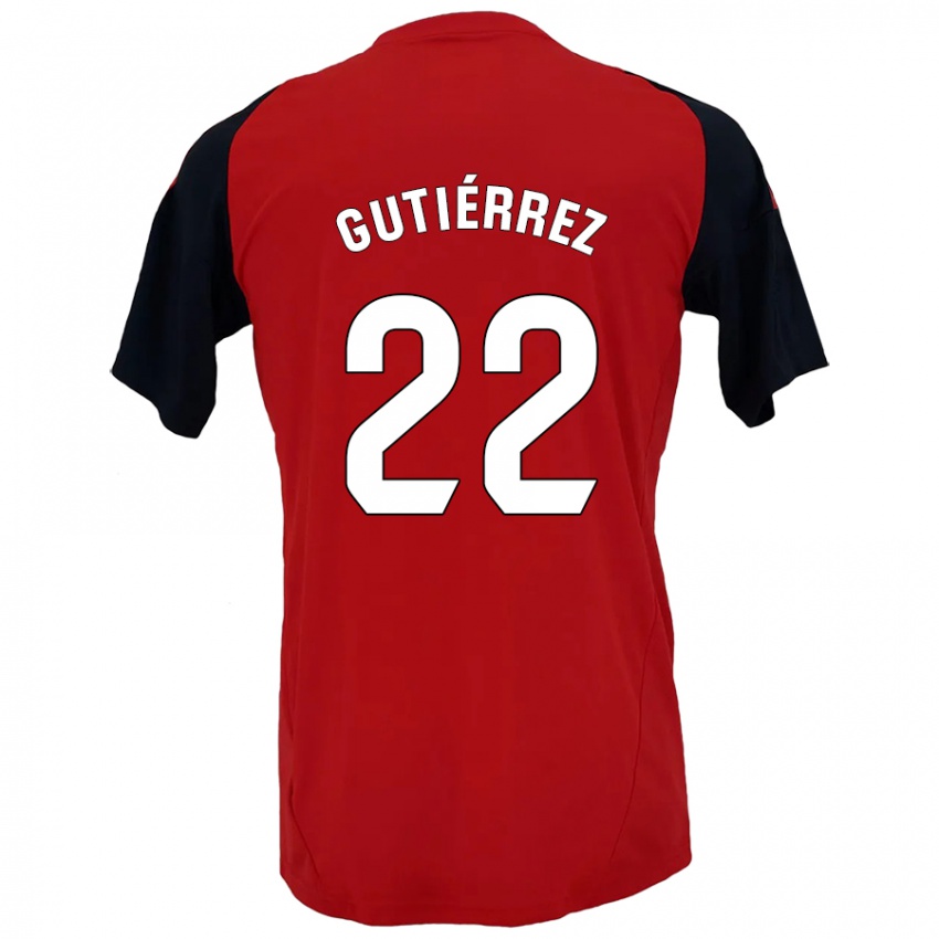 Niño Camiseta Juan Gutiérrez #22 Rojo Negro 1ª Equipación 2024/25 La Camisa Argentina