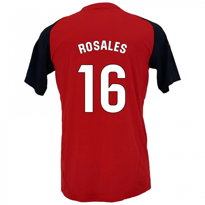 Niño Camiseta Diego Rosales #16 Rojo Negro 1ª Equipación 2024/25 La Camisa Argentina