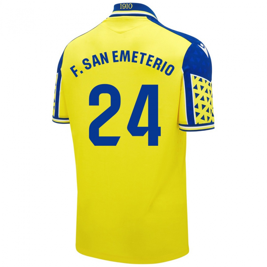 Niño Camiseta Fede San Emeterio #24 Amarillo Azul 1ª Equipación 2024/25 La Camisa Argentina