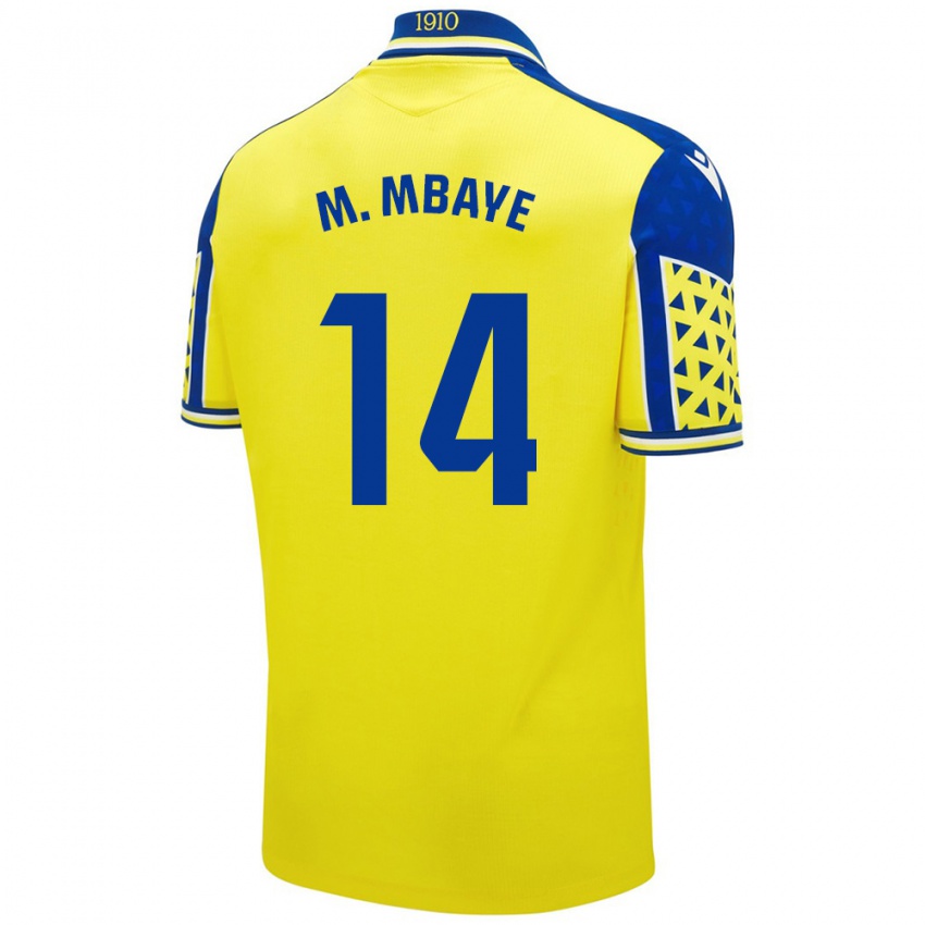 Niño Camiseta Momo Mbaye #14 Amarillo Azul 1ª Equipación 2024/25 La Camisa Argentina