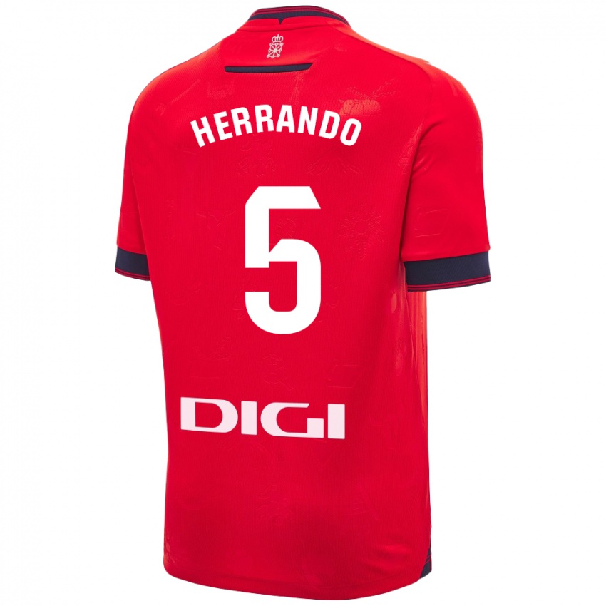 Niño Camiseta Jorge Herrando #5 Rojo Blanco 1ª Equipación 2024/25 La Camisa Argentina