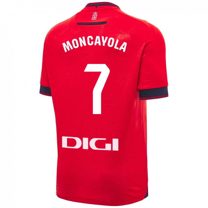 Niño Camiseta Jon Moncayola #7 Rojo Blanco 1ª Equipación 2024/25 La Camisa Argentina