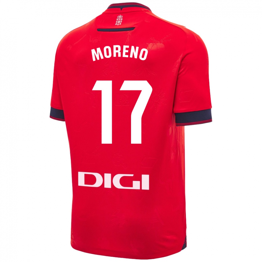 Niño Camiseta Pablo Moreno #17 Rojo Blanco 1ª Equipación 2024/25 La Camisa Argentina