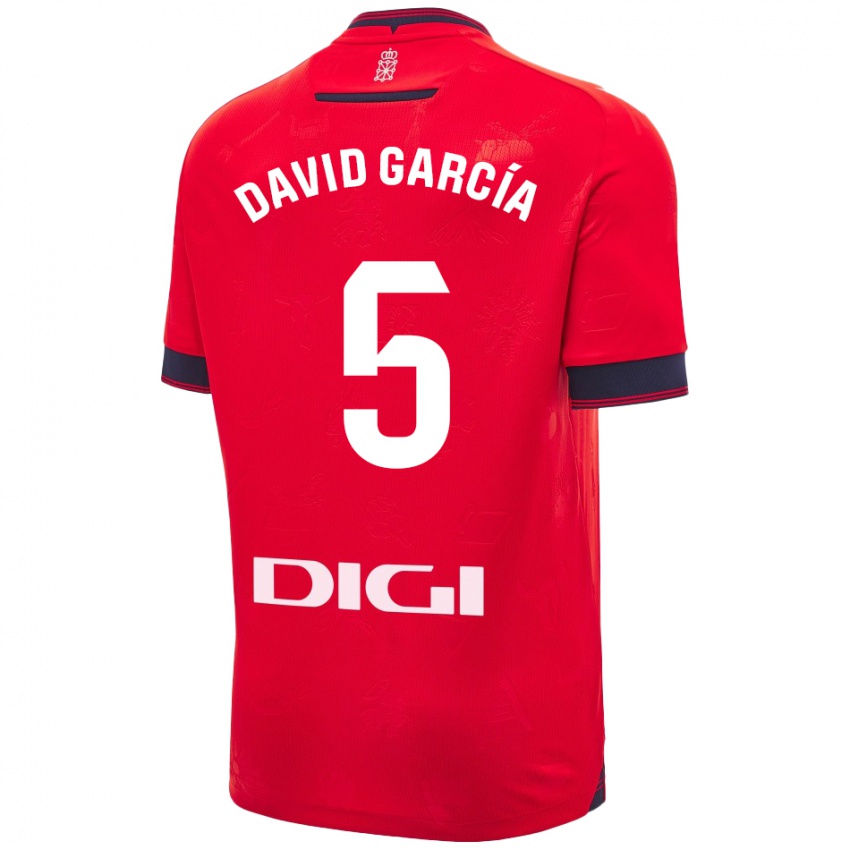 Niño Camiseta David García #5 Rojo Blanco 1ª Equipación 2024/25 La Camisa Argentina