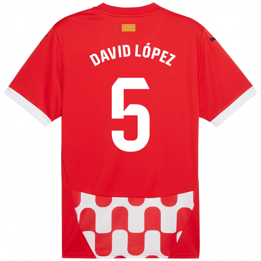 Niño Camiseta David López #5 Rojo Blanco 1ª Equipación 2024/25 La Camisa Argentina