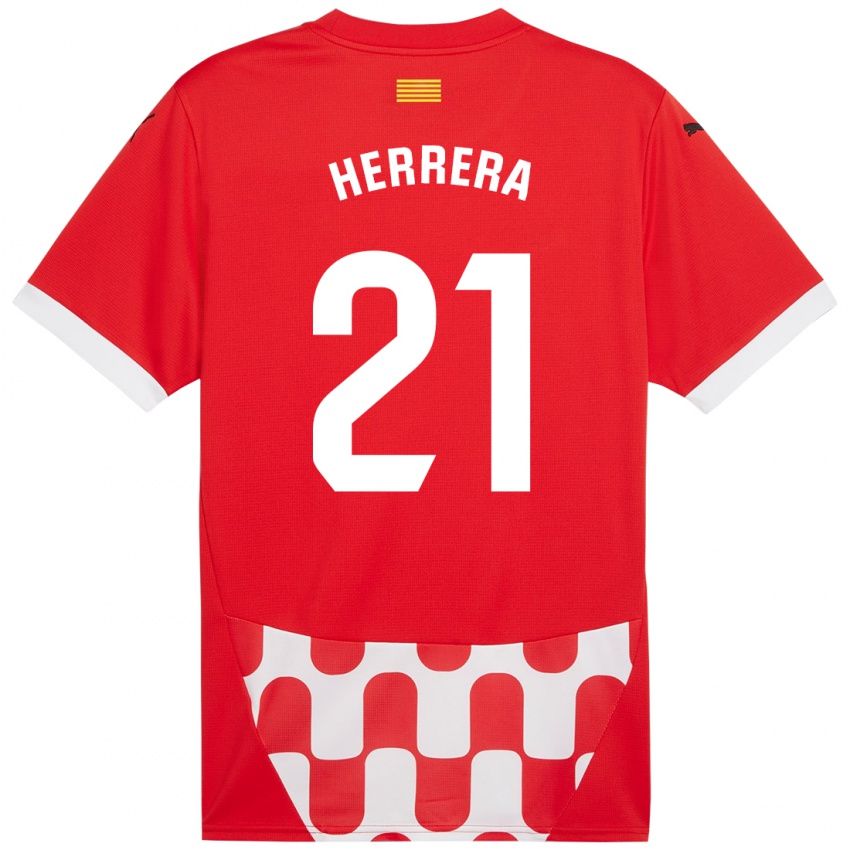 Niño Camiseta Yangel Herrera #21 Rojo Blanco 1ª Equipación 2024/25 La Camisa Argentina