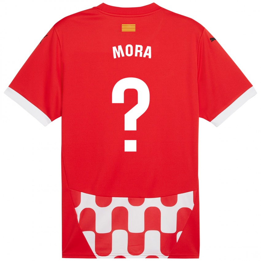 Niño Camiseta Adrià Mora #0 Rojo Blanco 1ª Equipación 2024/25 La Camisa Argentina