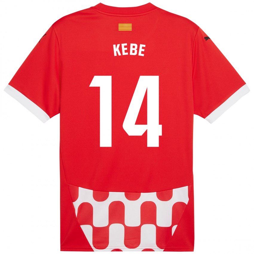 Niño Camiseta Moussa Kébé #14 Rojo Blanco 1ª Equipación 2024/25 La Camisa Argentina