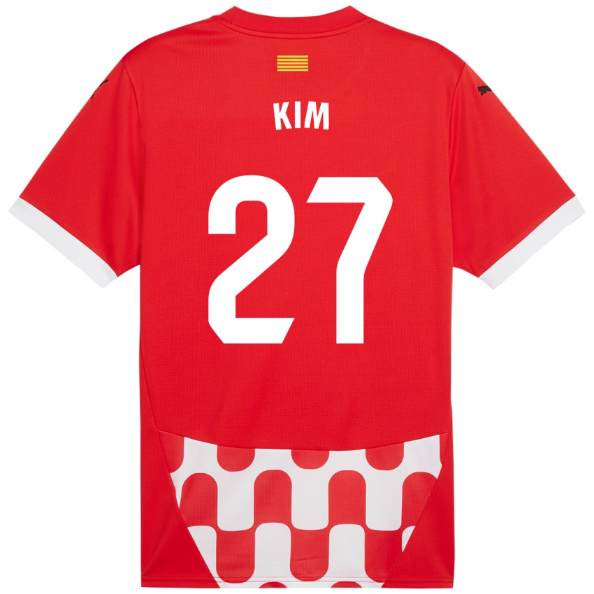 Niño Camiseta Min-Su Kim #27 Rojo Blanco 1ª Equipación 2024/25 La Camisa Argentina