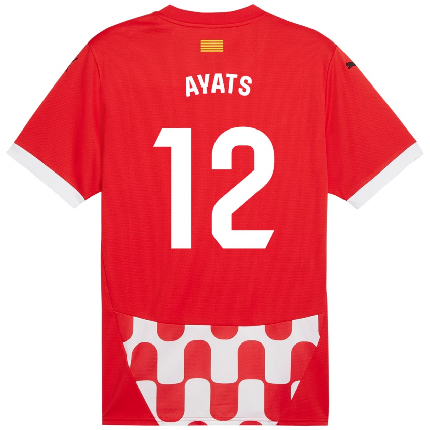 Niño Camiseta Mònica Ayats #12 Rojo Blanco 1ª Equipación 2024/25 La Camisa Argentina