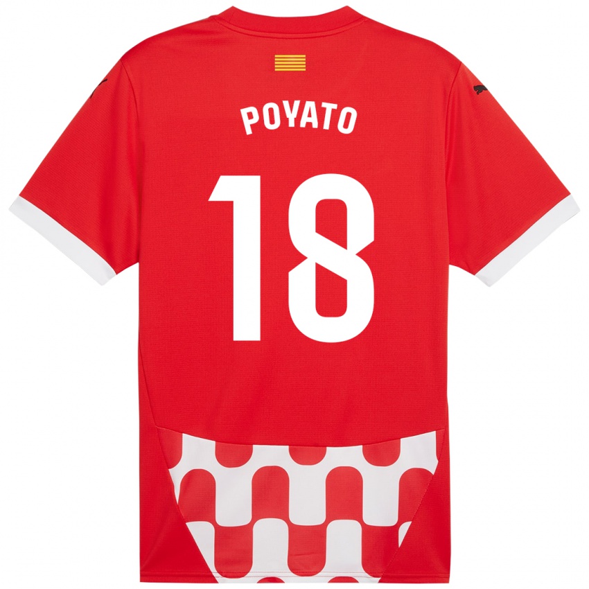 Niño Camiseta Marina Poyato #18 Rojo Blanco 1ª Equipación 2024/25 La Camisa Argentina