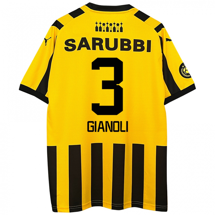 Niño Camiseta Martín Gianoli #3 Amarillo Negro 1ª Equipación 2024/25 La Camisa Argentina