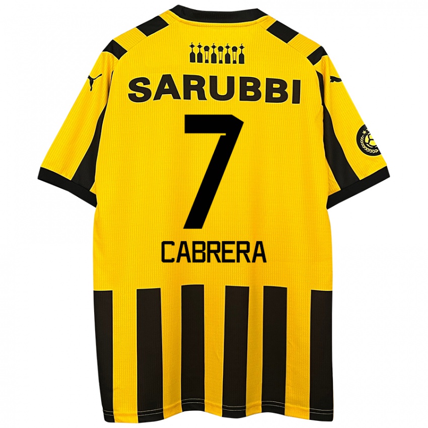 Niño Camiseta Javier Cabrera #7 Amarillo Negro 1ª Equipación 2024/25 La Camisa Argentina