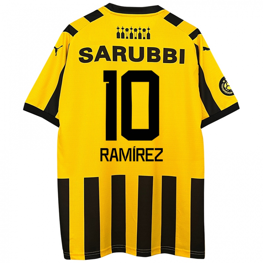 Niño Camiseta Gastón Ramírez #10 Amarillo Negro 1ª Equipación 2024/25 La Camisa Argentina