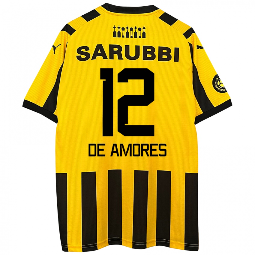 Niño Camiseta Guillermo De Amores #12 Amarillo Negro 1ª Equipación 2024/25 La Camisa Argentina