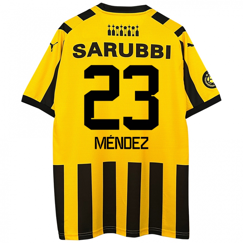 Niño Camiseta Javier Méndez #23 Amarillo Negro 1ª Equipación 2024/25 La Camisa Argentina