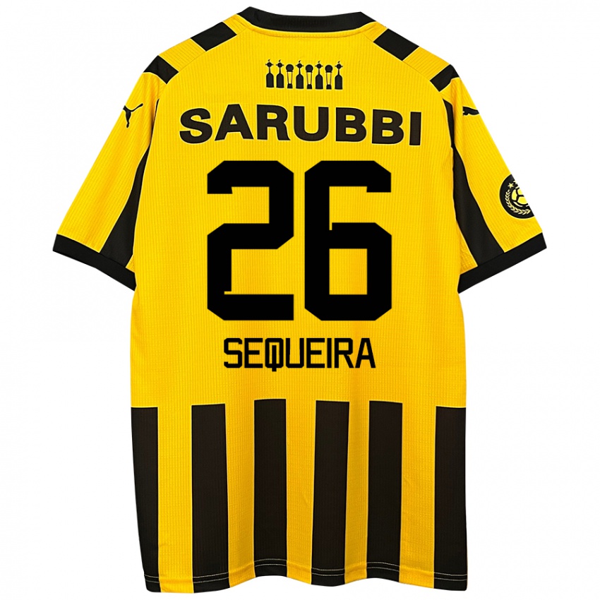 Niño Camiseta Leonardo Sequeira #26 Amarillo Negro 1ª Equipación 2024/25 La Camisa Argentina