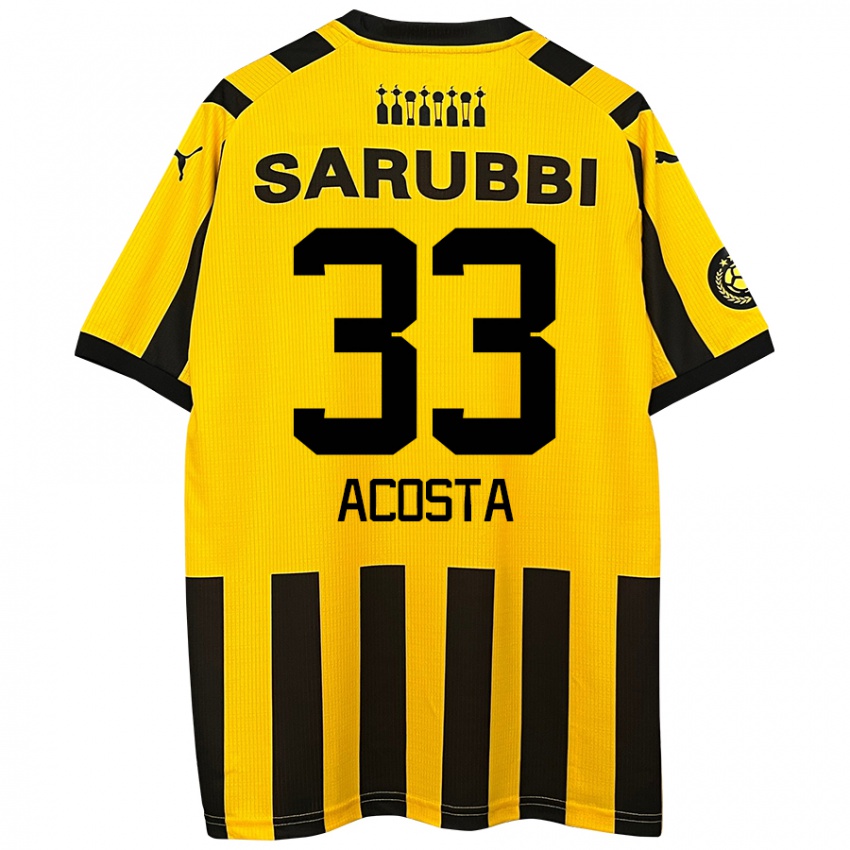 Niño Camiseta Nahuel Acosta #33 Amarillo Negro 1ª Equipación 2024/25 La Camisa Argentina