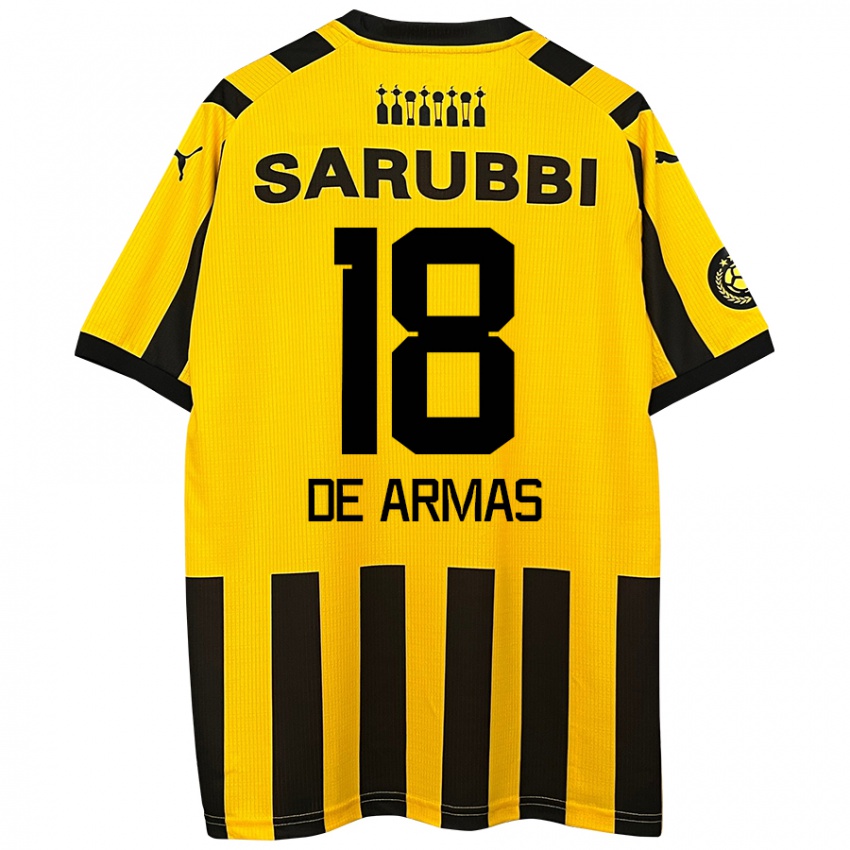 Niño Camiseta Nahuel De Armas #18 Amarillo Negro 1ª Equipación 2024/25 La Camisa Argentina