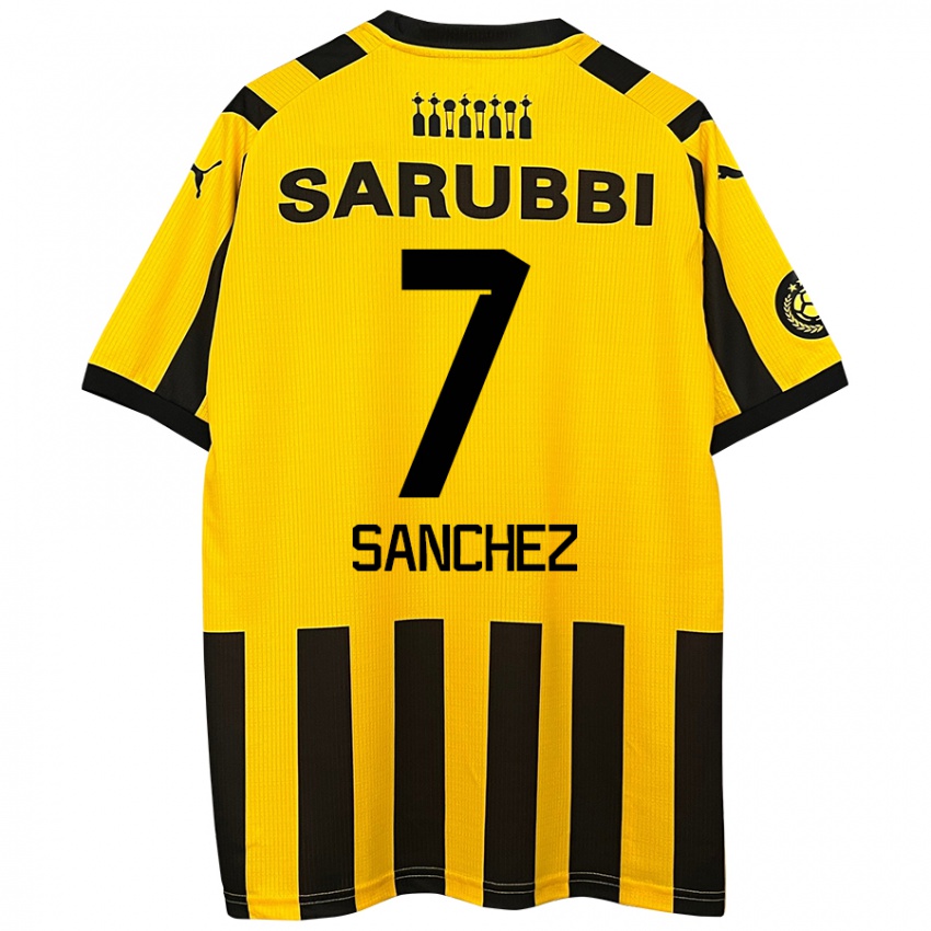 Niño Camiseta Carlos Sánchez #7 Amarillo Negro 1ª Equipación 2024/25 La Camisa Argentina