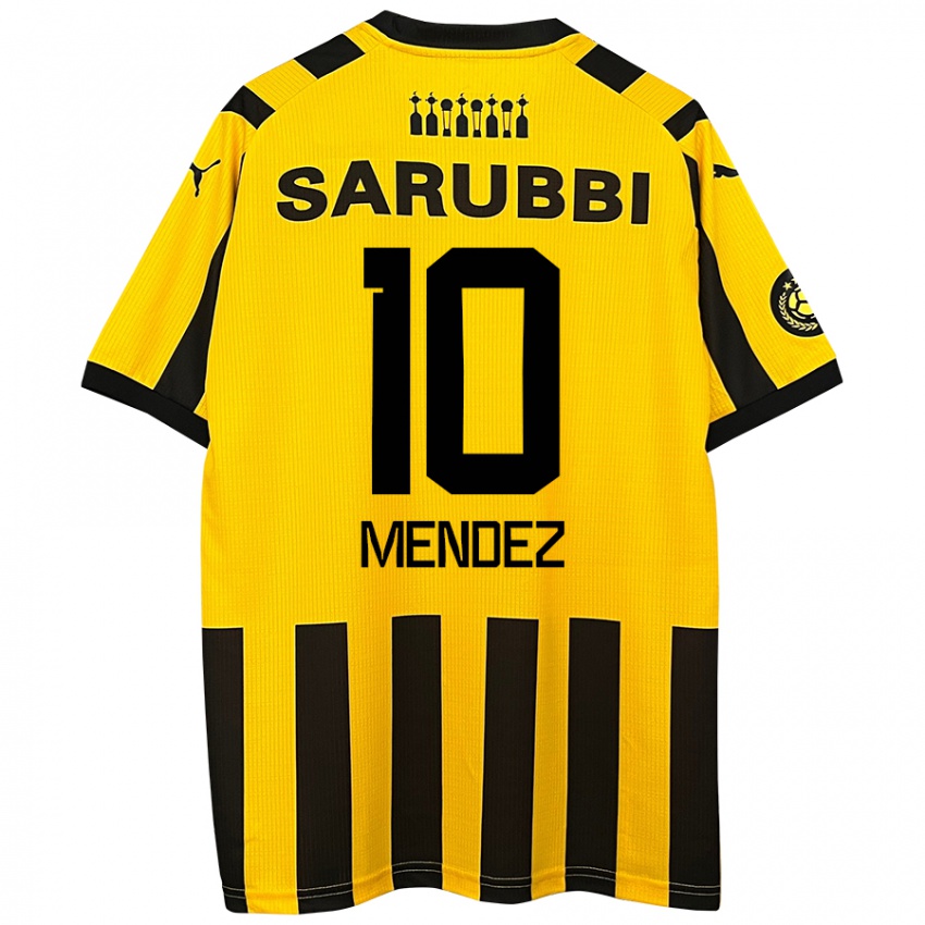 Niño Camiseta Kevin Méndez #10 Amarillo Negro 1ª Equipación 2024/25 La Camisa Argentina