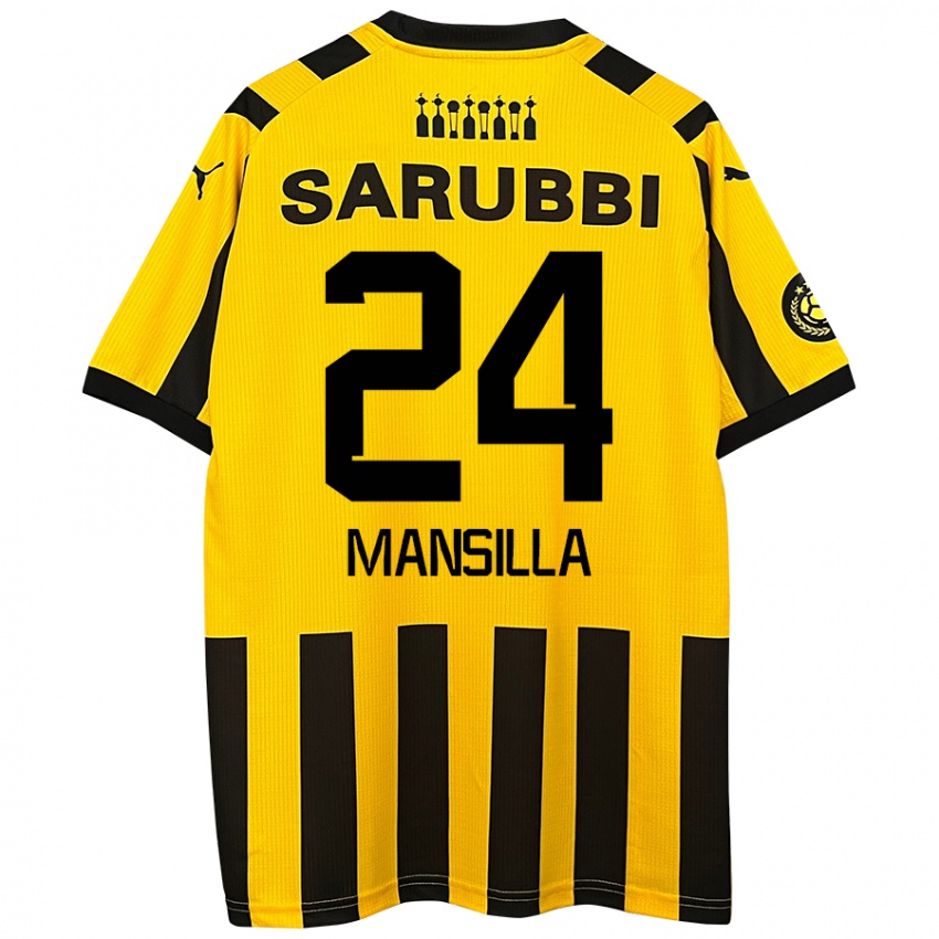 Niño Camiseta Brian Mansilla #24 Amarillo Negro 1ª Equipación 2024/25 La Camisa Argentina